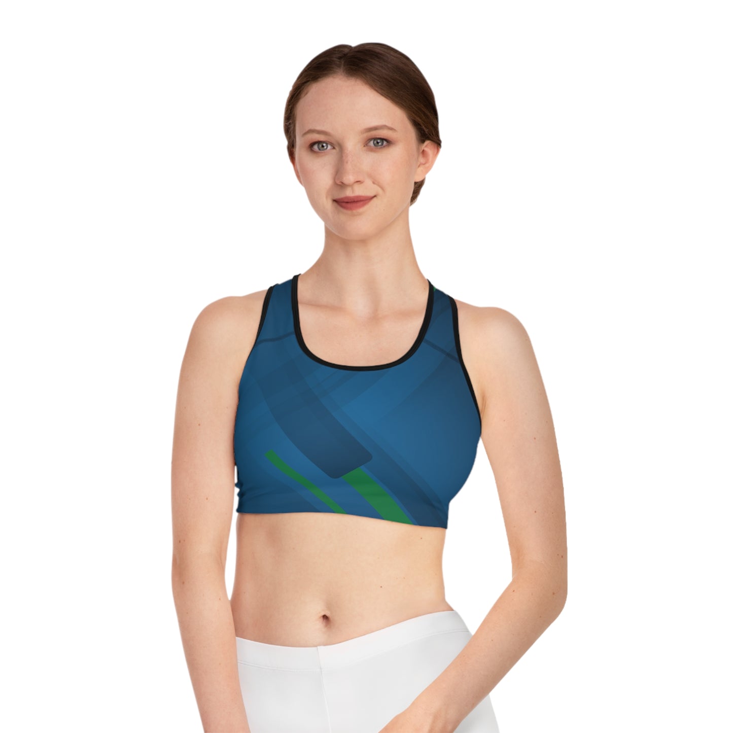 Blue Confusion / green Sports Bra (AOP)
