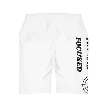 FIERCE FLY AND FOCUSED High Waisted Yoga Shorts (AOP)