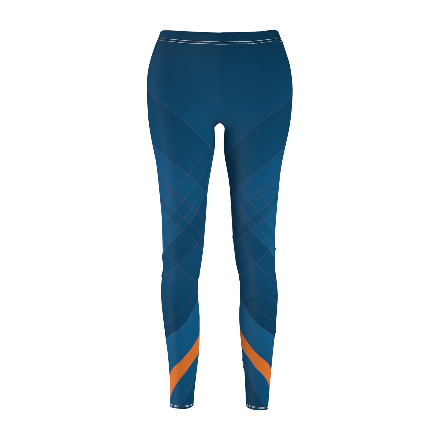 Blue confusion / orange  Women's Cut & Sew Casual Leggings (AOP)