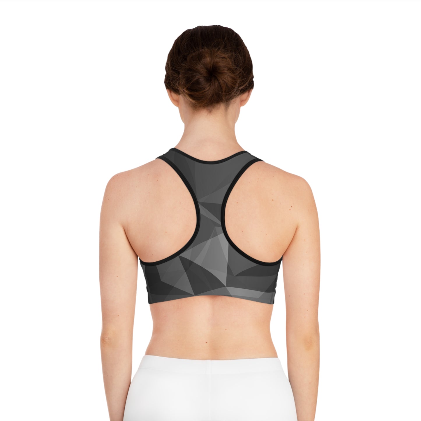 Black marble Sports Bra (AOP)