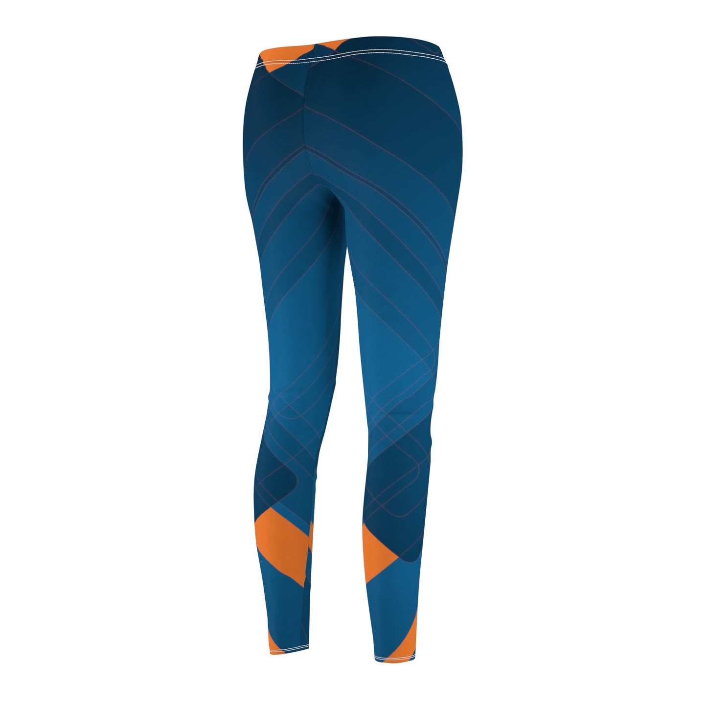 Blue confusion / orange  Women's Cut & Sew Casual Leggings (AOP)