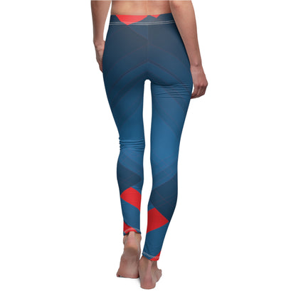 Blue confusion / red Women's Cut & Sew Casual Leggings (AOP)