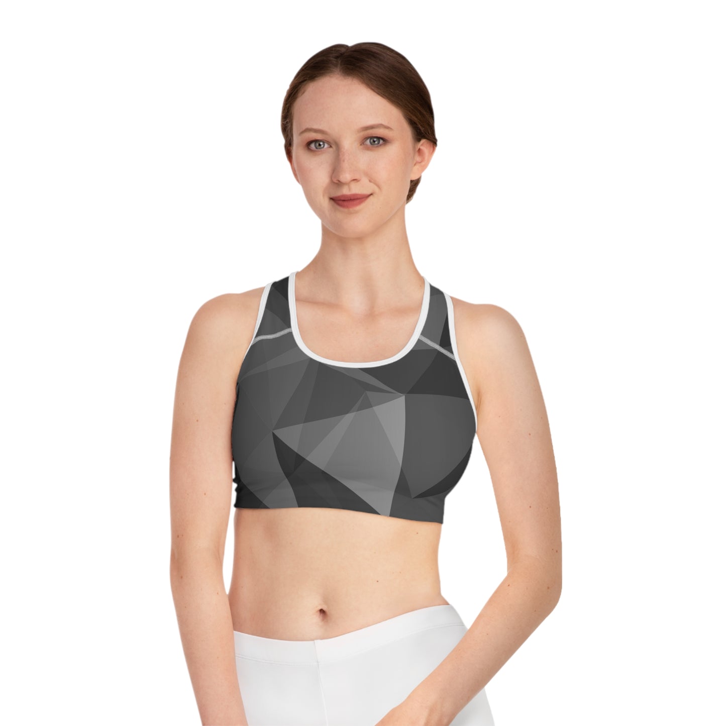 Black marble Sports Bra (AOP)