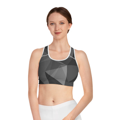 Black marble Sports Bra (AOP)