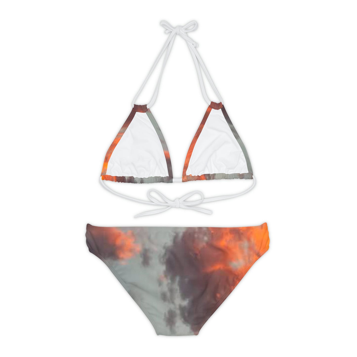 Orange Cloud Strappy Bikini Set (AOP)