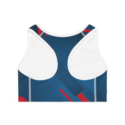 Blue Confusion / red Sports Bra (AOP)