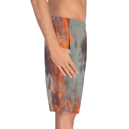 orange clouds Men's Board Shorts (AOP)