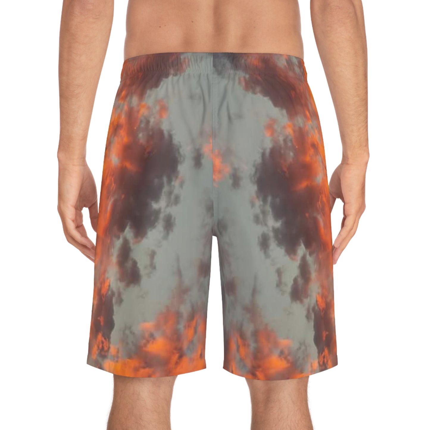 orange clouds Men's Board Shorts (AOP)