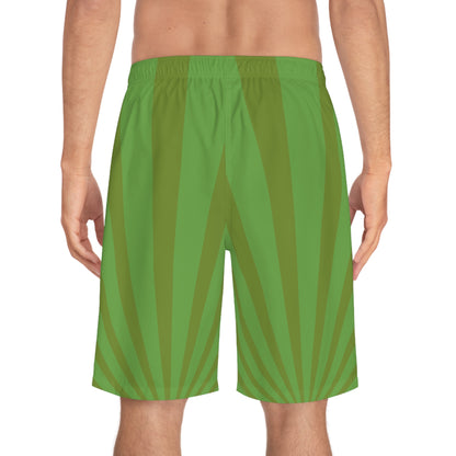 GREEN ON GREEN SPIRAL Men's Board Shorts (AOP)