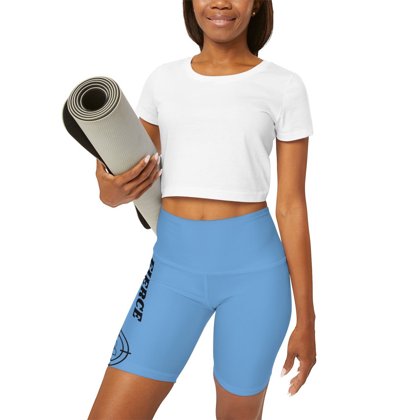 FIERCE FLY AND FOCUSED High Waisted Yoga Shorts (AOP)