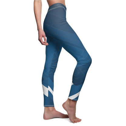 Blue confusion / white Women's Cut & Sew Casual Leggings (AOP)