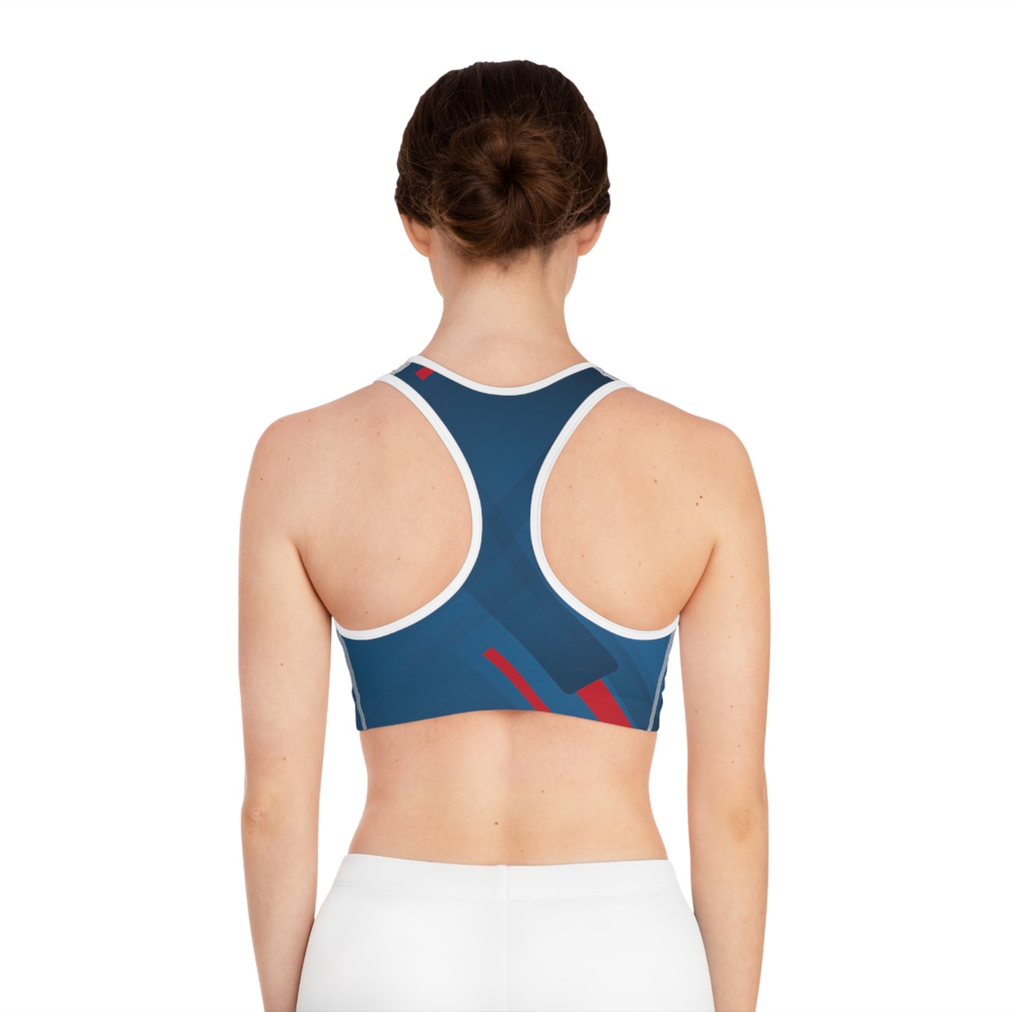 Blue Confusion / red Sports Bra (AOP)