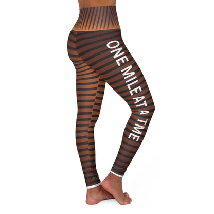 ONE MILE AT A TIME  High Waisted Yoga Leggings (AOP)