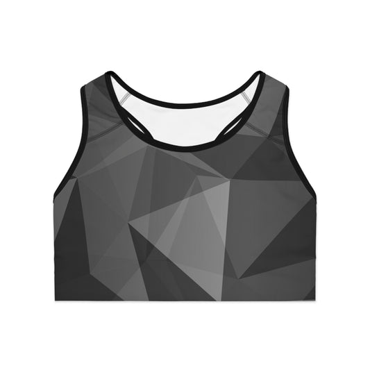 Black marble Sports Bra (AOP)