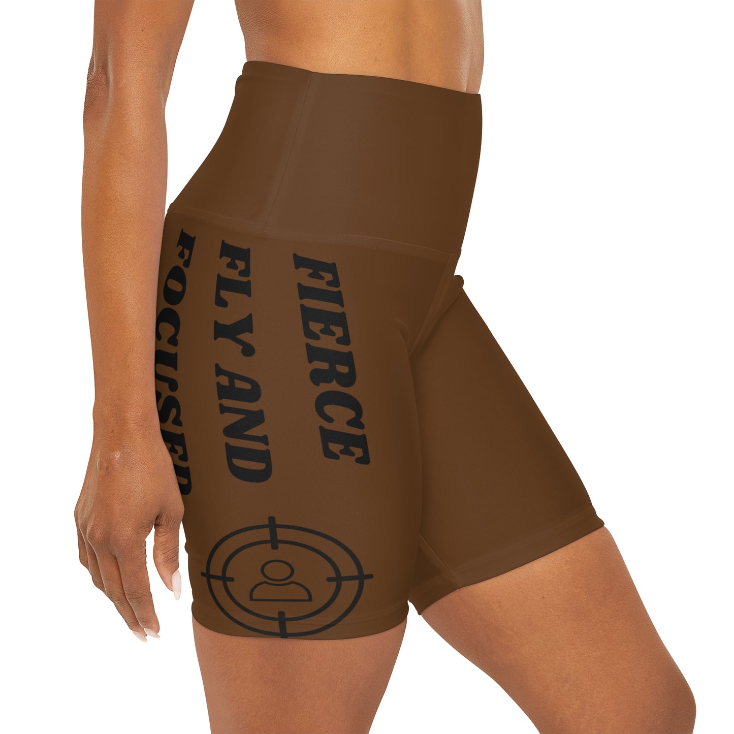 FIERCE FLY AND FOCUSED High Waisted Yoga Shorts (AOP)