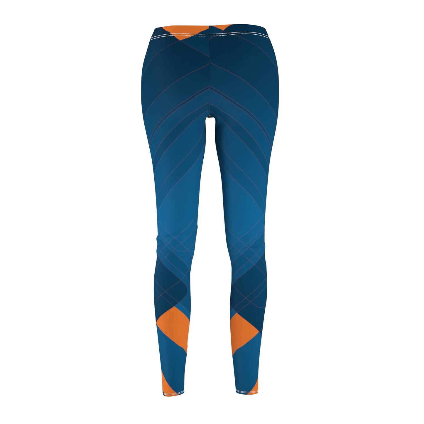 Blue confusion / orange  Women's Cut & Sew Casual Leggings (AOP)