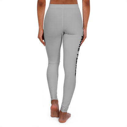 MORE PLEASE GREY Women's Spandex Leggings (AOP)