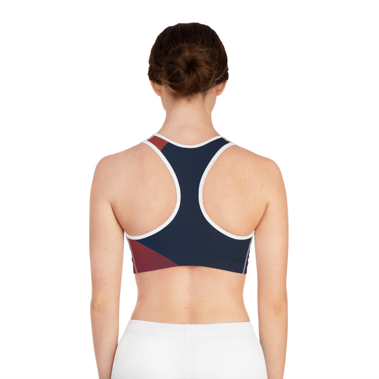 Red Stop High Sports Bra (AOP)