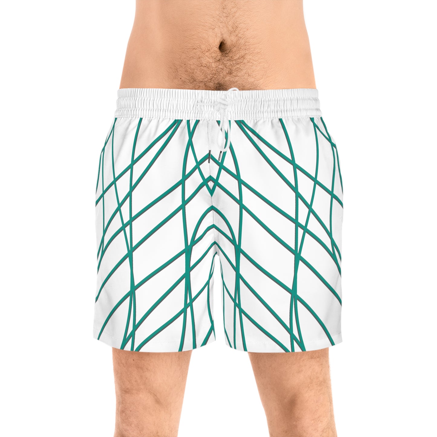 GREEN MIX Men's Mid-Length Swim Shorts (AOP)