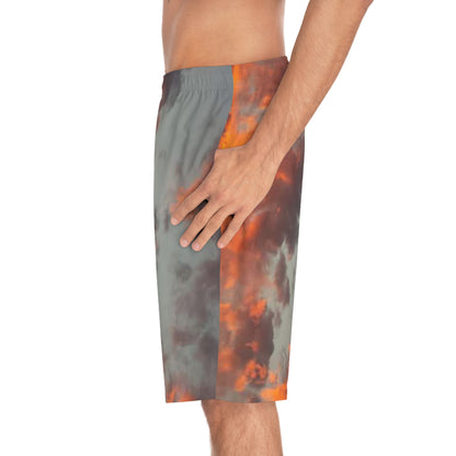 orange clouds Men's Board Shorts (AOP)