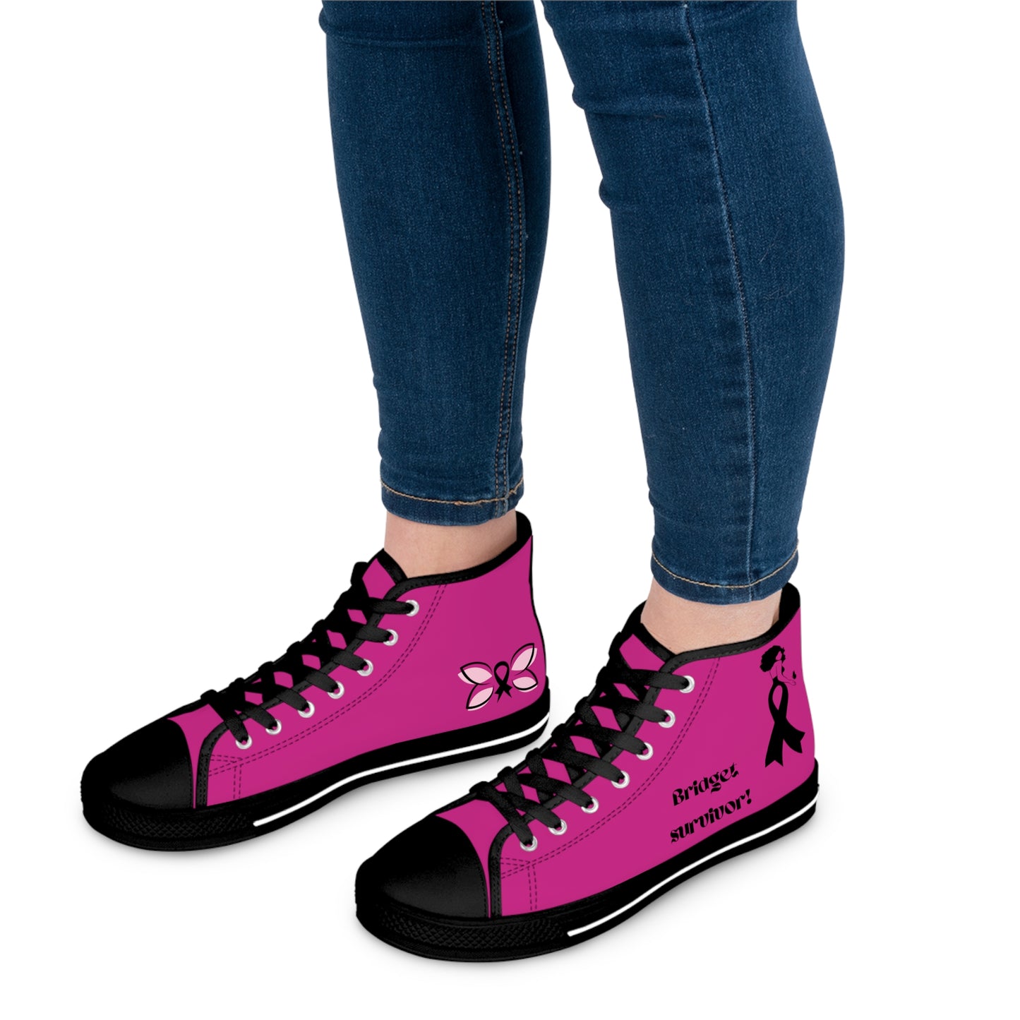 Black & Pink Goddess- omen's High top sneakers