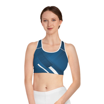 Blue Confusion / white Sports Bra (AOP)