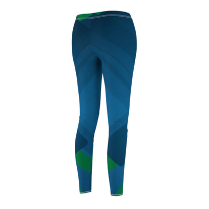 Blue confusion / green Women's Cut & Sew Casual Leggings (AOP)