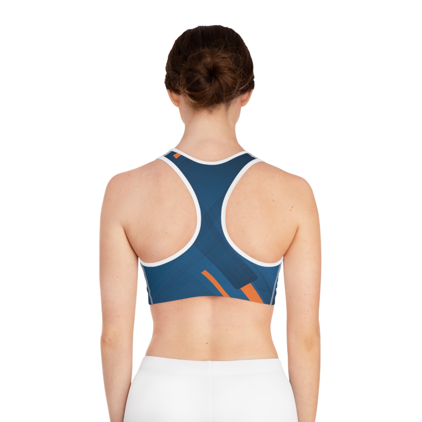 Blue Confusion / Orange Sports Bra (AOP)