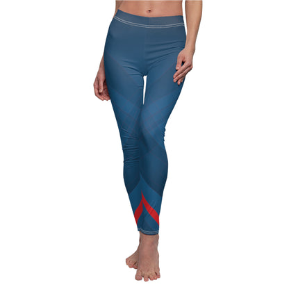 Blue confusion / red Women's Cut & Sew Casual Leggings (AOP)