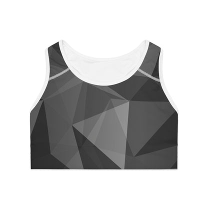 Black marble Sports Bra (AOP)