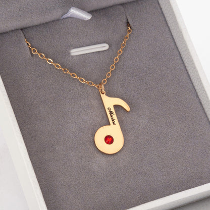 Music Note Necklace with birthstone