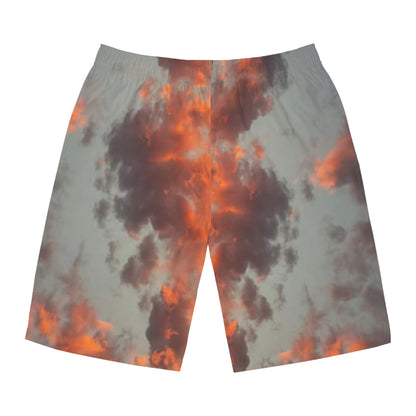 orange clouds Men's Board Shorts (AOP)