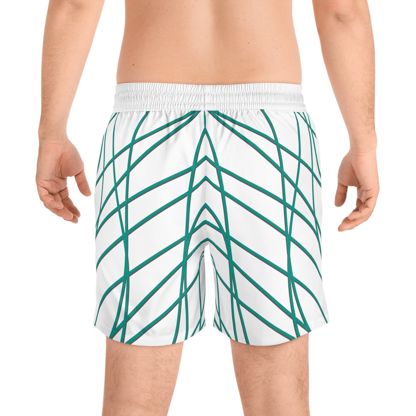 GREEN MIX Men's Mid-Length Swim Shorts (AOP)