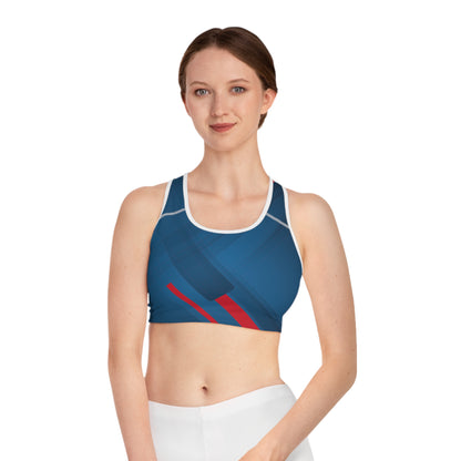 Blue Confusion / red Sports Bra (AOP)