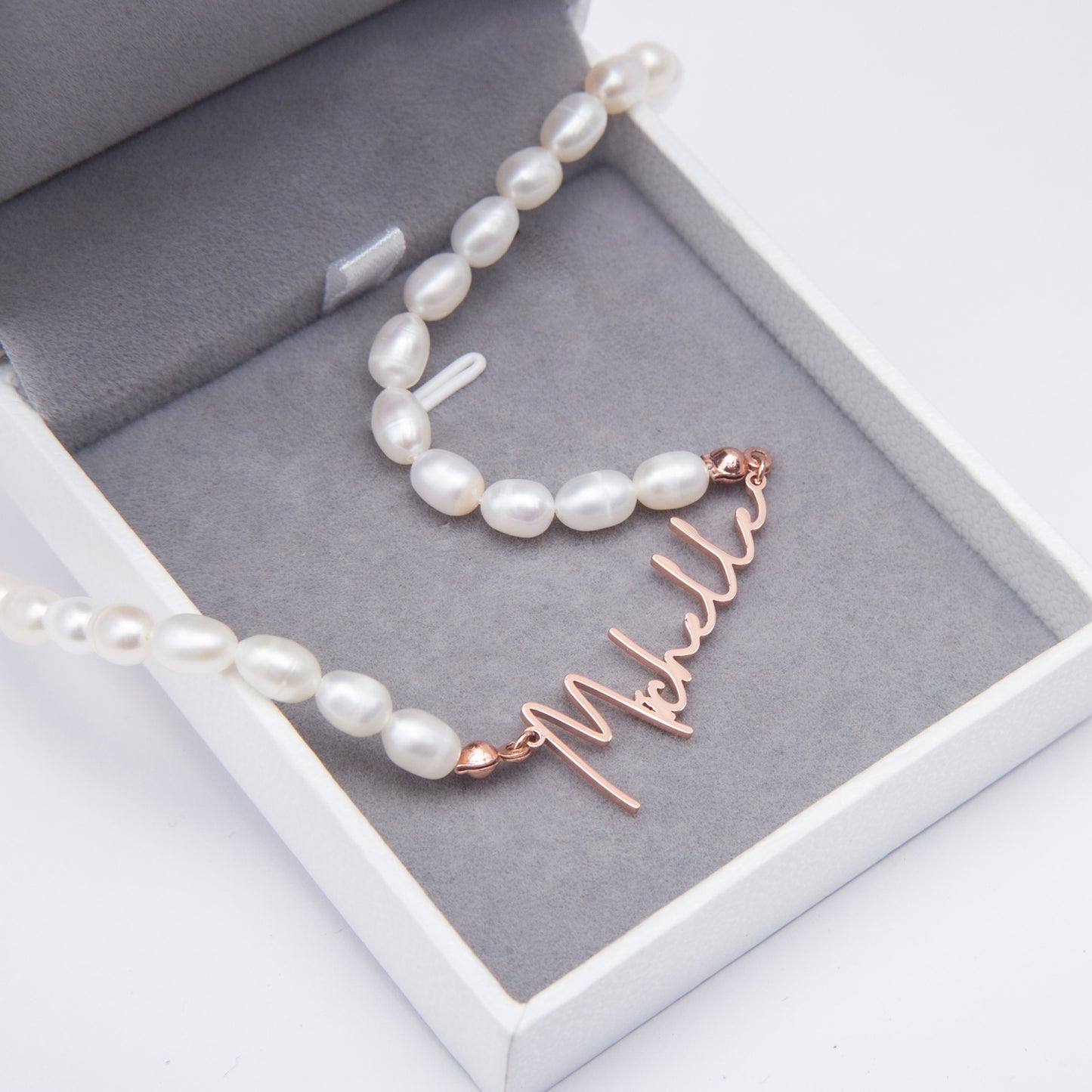 Custom Freshwater Pearl Name Necklace - Stainless Steel Necklace