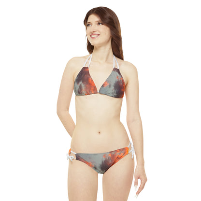 Orange Cloud Strappy Bikini Set (AOP)