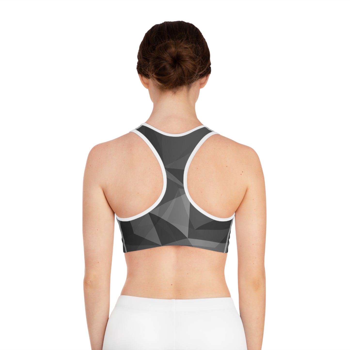 Black marble Sports Bra (AOP)