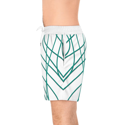 GREEN MIX Men's Mid-Length Swim Shorts (AOP)