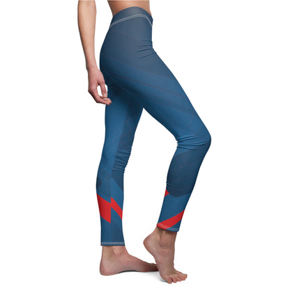 Blue confusion / red Women's Cut & Sew Casual Leggings (AOP)