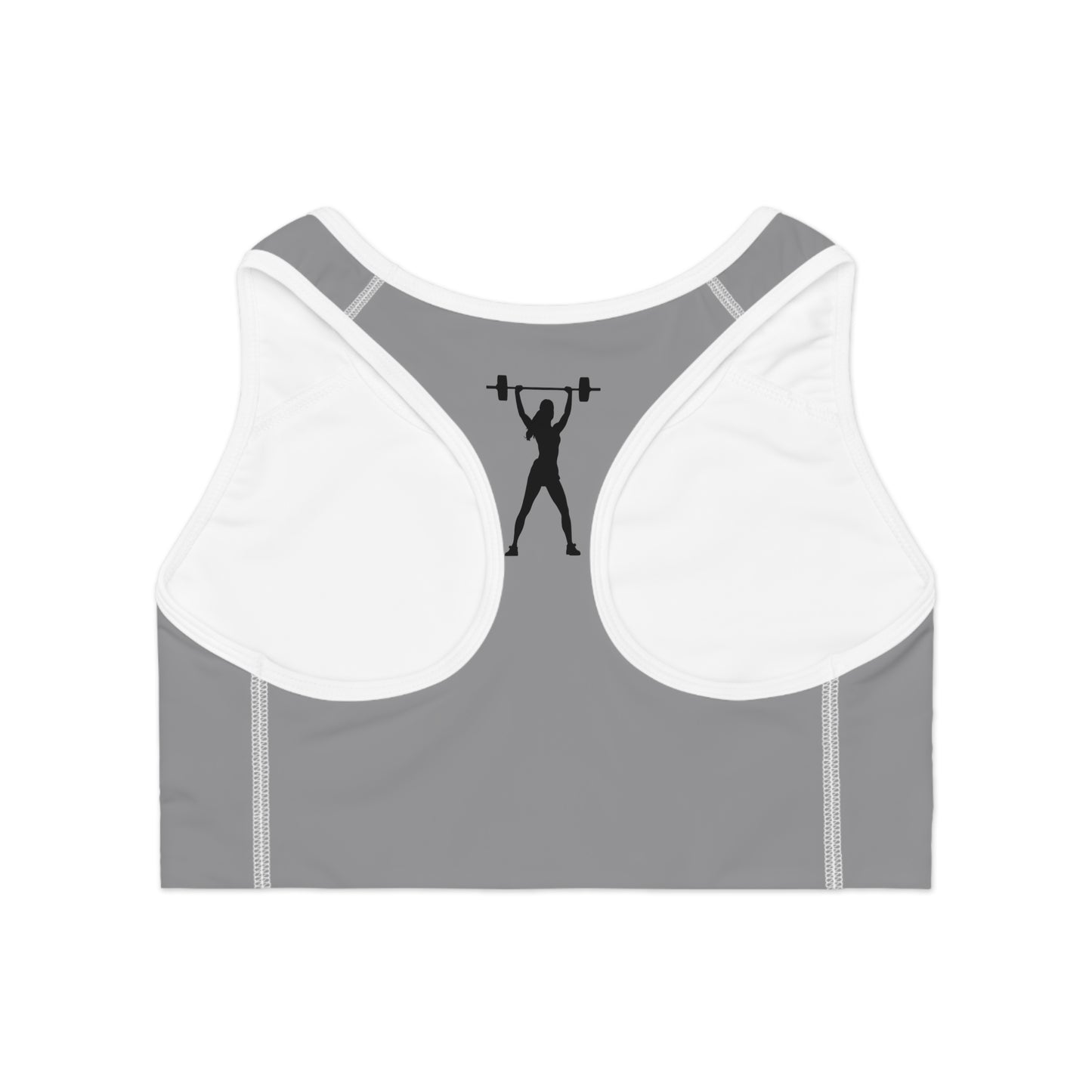 MORE PLEASE GREY Sports Bra (AOP)