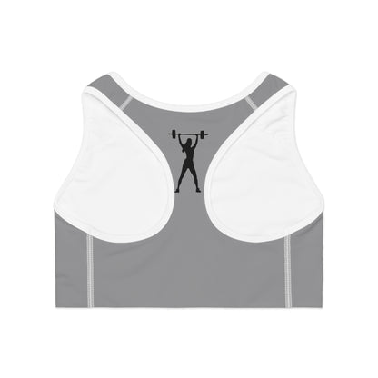 MORE PLEASE GREY Sports Bra (AOP)