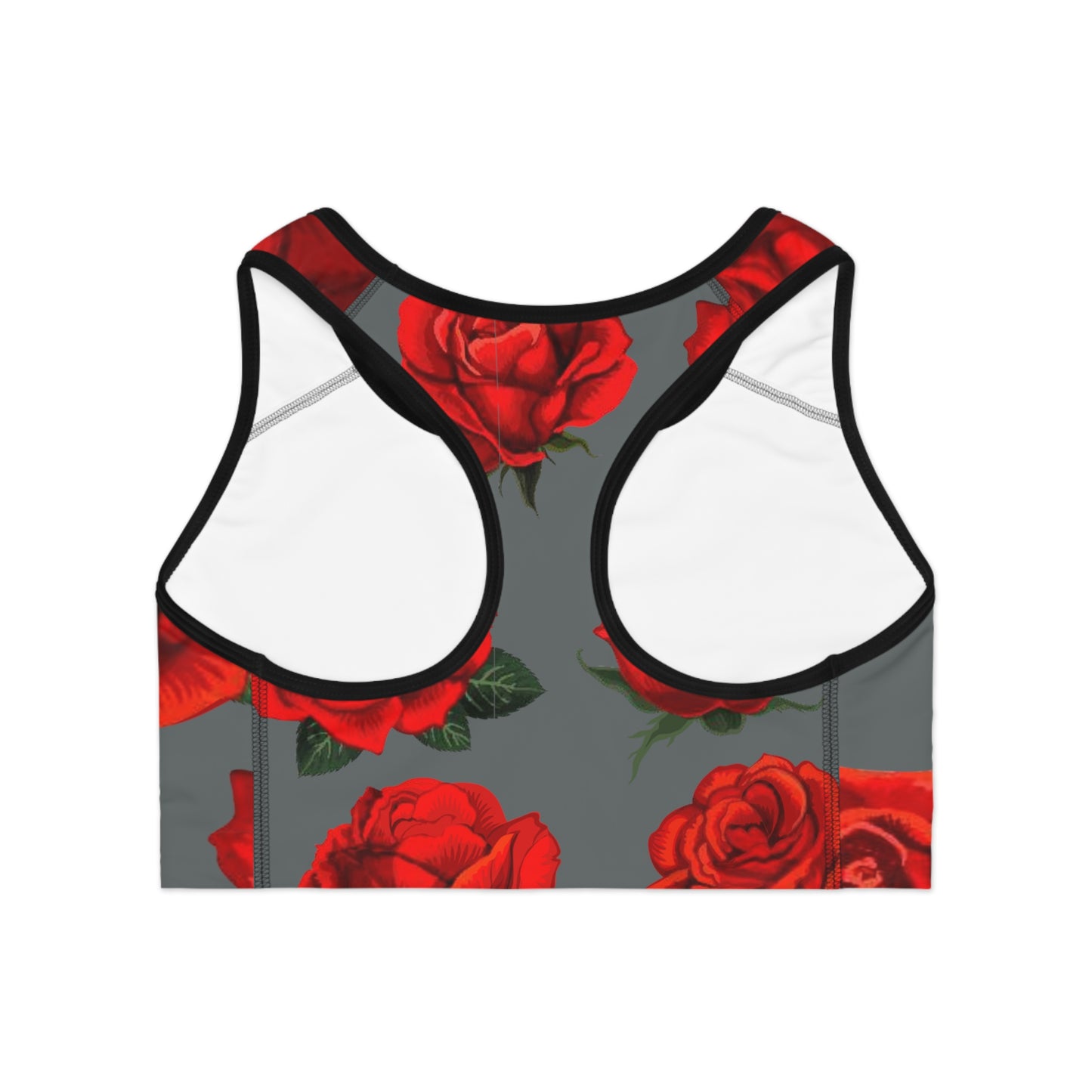 Rose Work / Grey White Sports Bra (AOP)