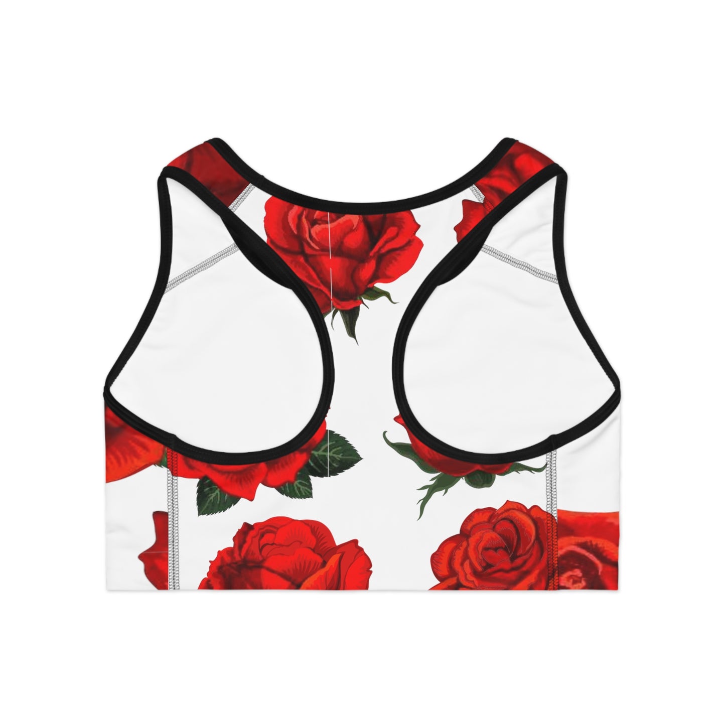 Rose Work White Sports Bra (AOP)