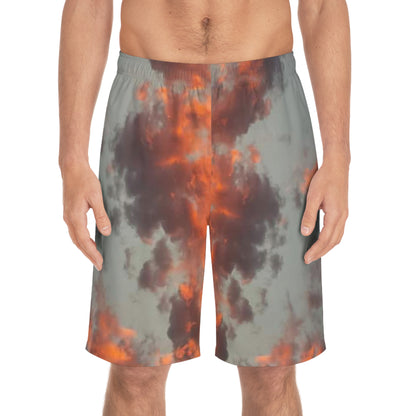 orange clouds Men's Board Shorts (AOP)