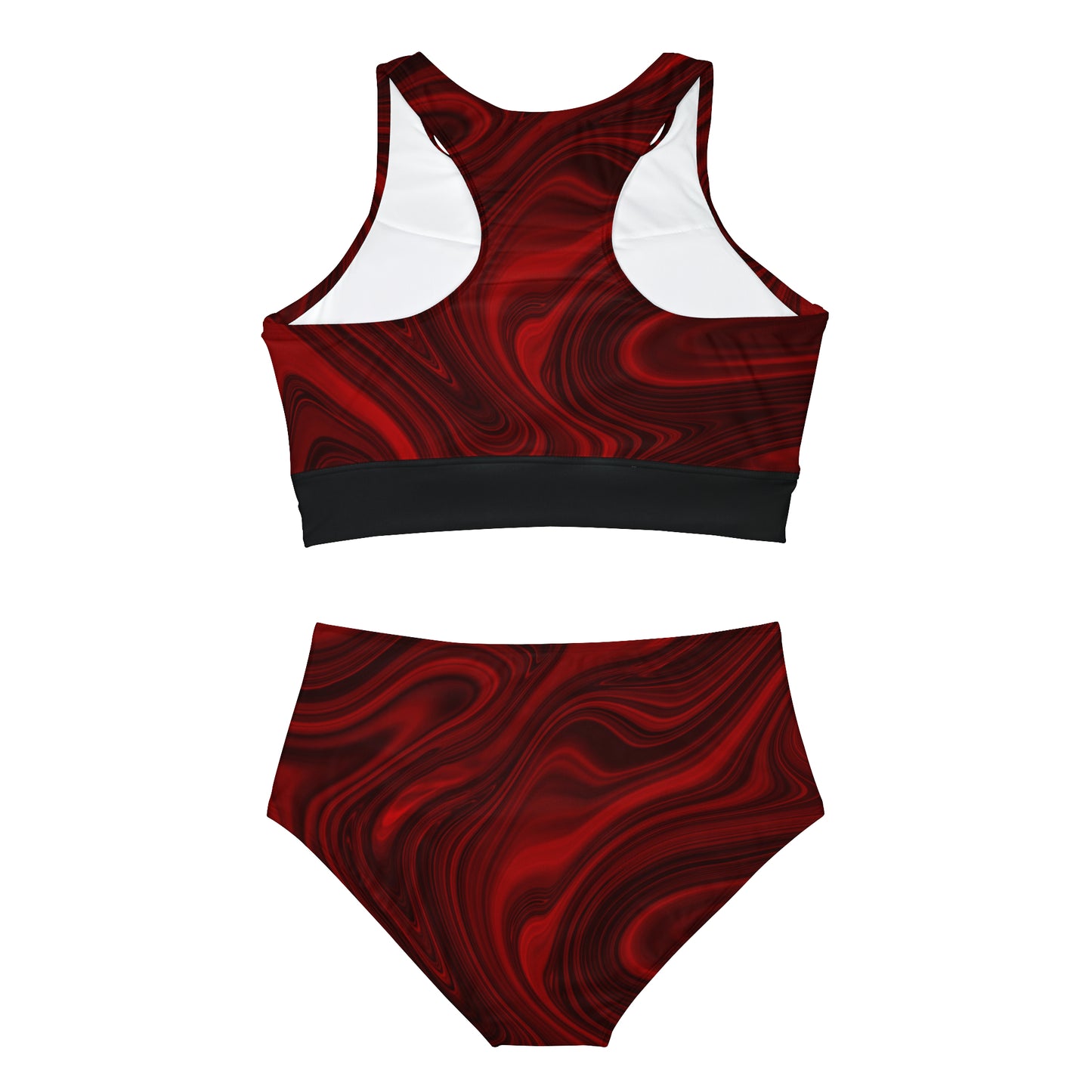 DISORIENTED RED Sporty Bikini Set (AOP)