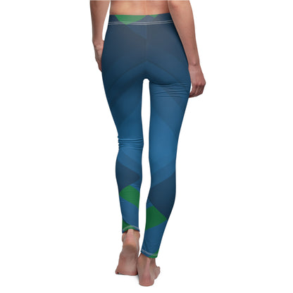 Blue confusion / green Women's Cut & Sew Casual Leggings (AOP)