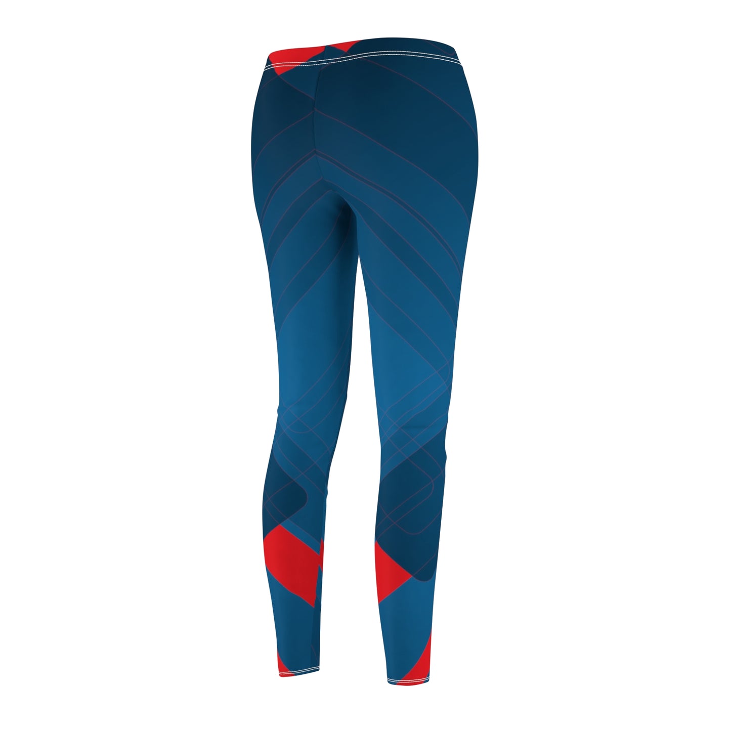 Blue confusion / red Women's Cut & Sew Casual Leggings (AOP)