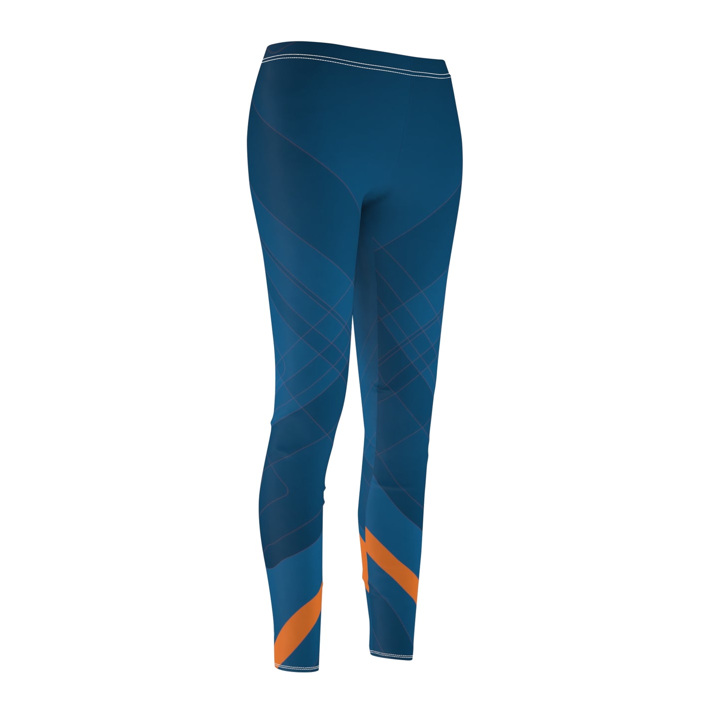 Blue confusion / orange  Women's Cut & Sew Casual Leggings (AOP)