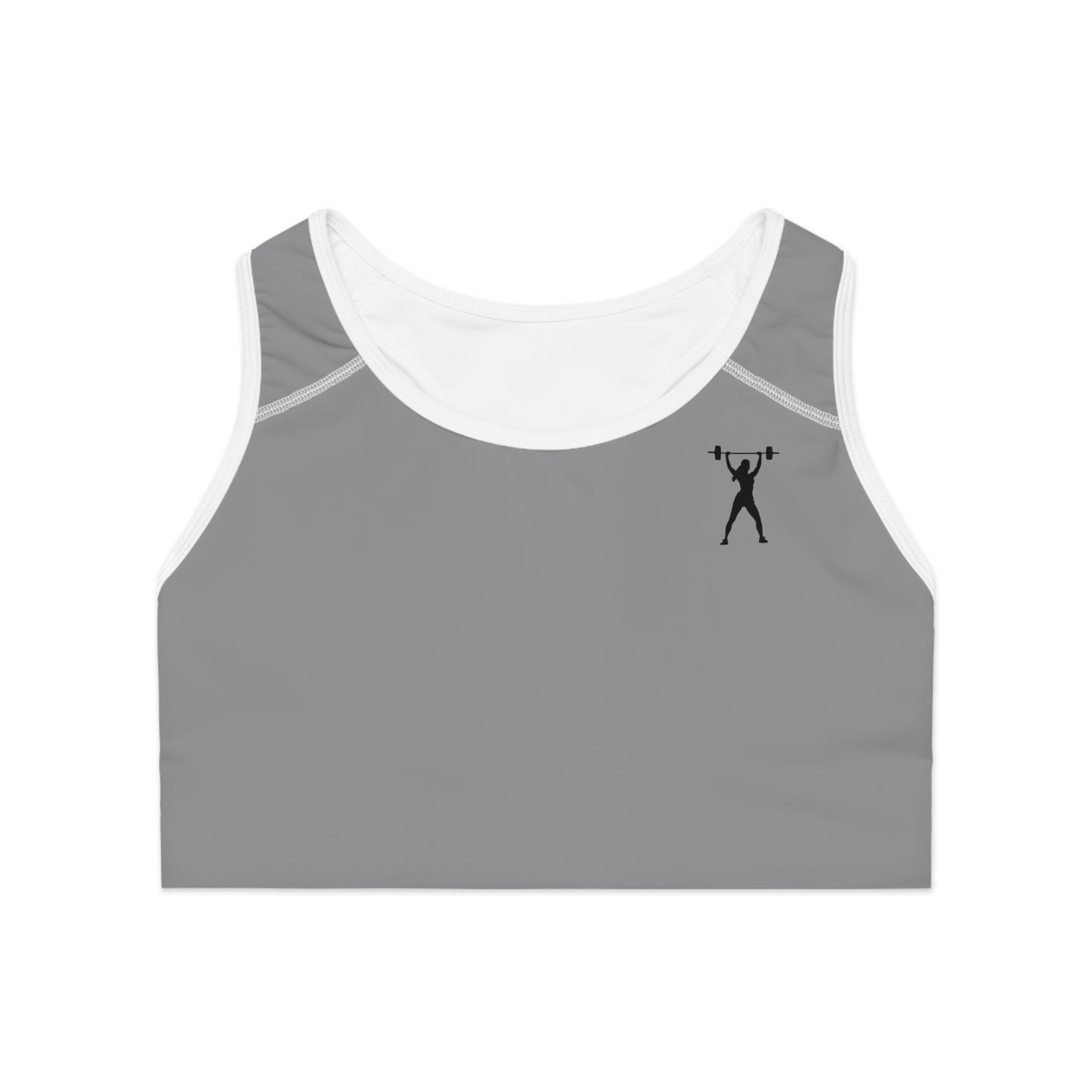 MORE PLEASE GREY Sports Bra (AOP)