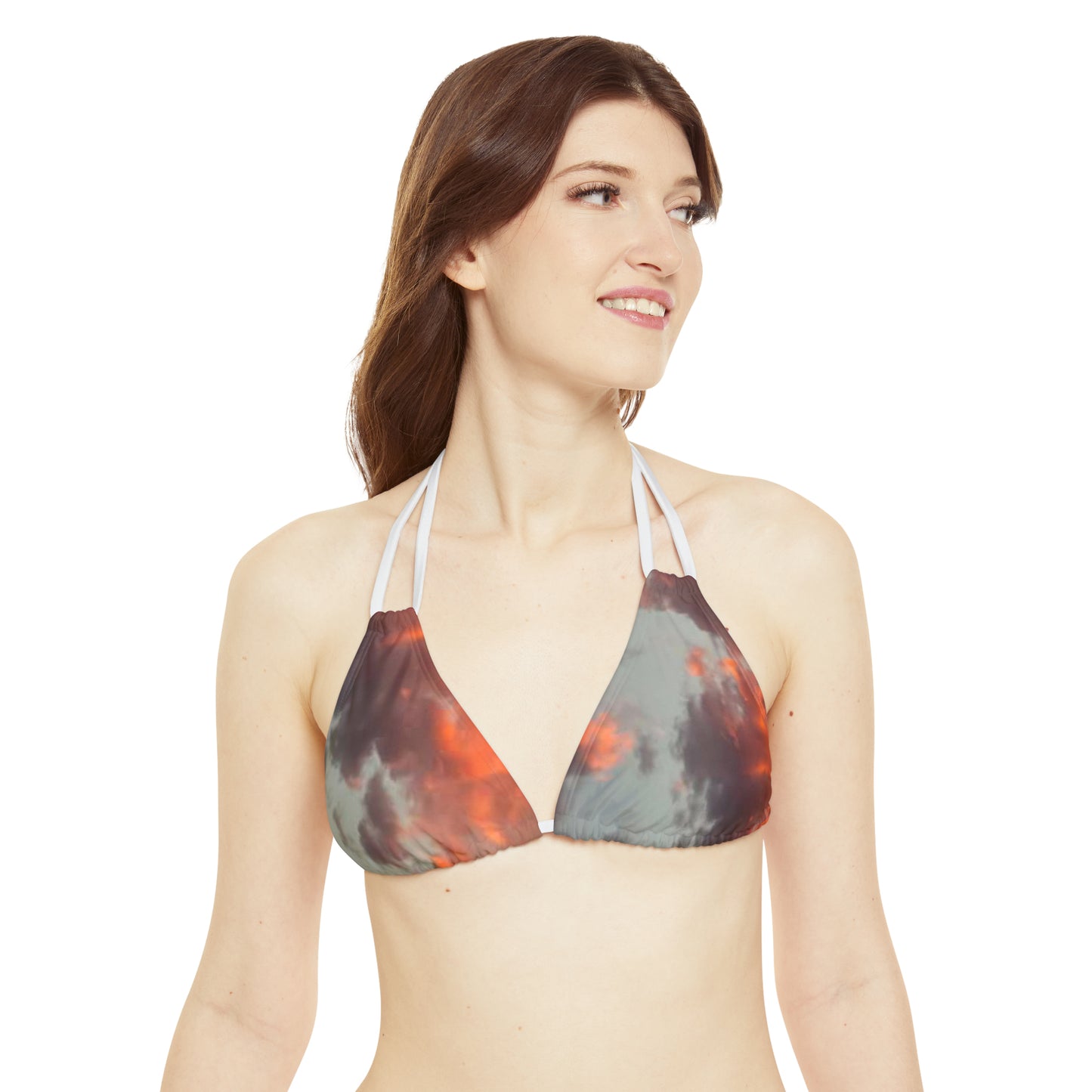 Orange Cloud Strappy Bikini Set (AOP)